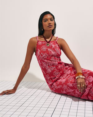 River Island Womens Maxi Dress Red Shell Embroidered Crochet