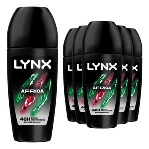 Lynx Africa Anti Perspirant Roll On 48 Hours Anti Sweat Protection 50ml, 6 Pack