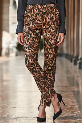 Leopard Print Tapered Leg Trousers