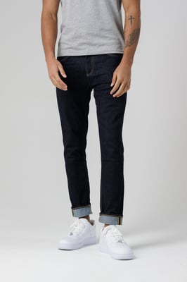 Dark Navy Organic Cotton Blend Skinny Fit Mid-Rise Denim Jeans