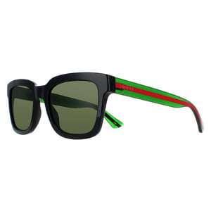 Gucci Rectangle Mens Black and Green With Red Stripe Green GG0001SN
