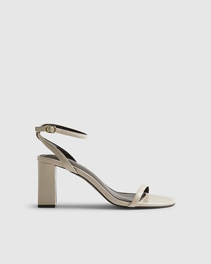 River Island Womens Heeled Sandals Cream Wide Fit Block Open Toe