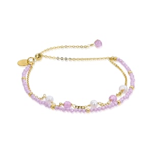 Luxenter 925 Sterling Silverarmband med rosa kristall i 18K gult guld - Rius