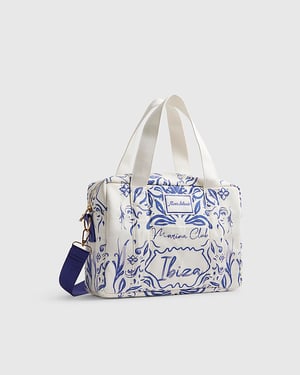 River Island Womens Holdall Bag White Ibiza Print Zip Crossbody Strap