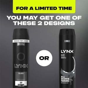 Lynx XXL Black 48-Hour High Definition Fragrance Body Spray Deodorant, 250ml
