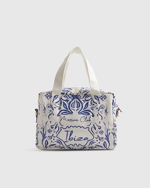 River Island Womens Holdall Bag White Ibiza Print Zip Crossbody Strap