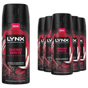 Lynx Men Deodorant Body Spray Cherry Spritz with 72Hrs Freshness 150ml, 36 Pack