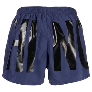 Moschino Brand Print Logo Marinblå Korta Badshorts