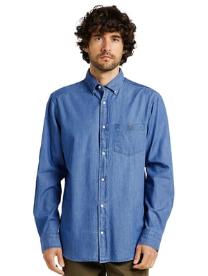 Enzo Heren Regular Fit Denim Overhemd