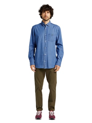 Enzo Heren Regular Fit Denim Overhemd