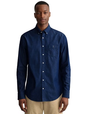 Enzo Heren Regular Fit Denim Overhemd