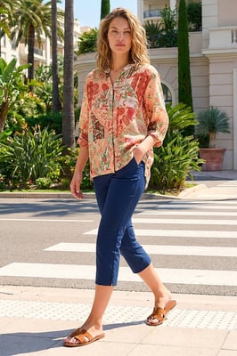 Paisley Print V-Neck Blouse