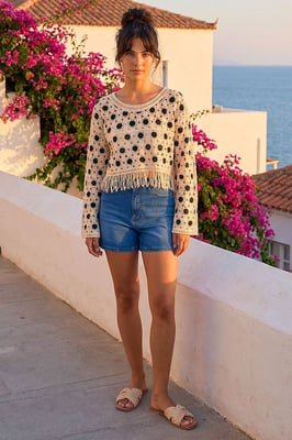 Dusk Crochet Tassel Hem Crop Top