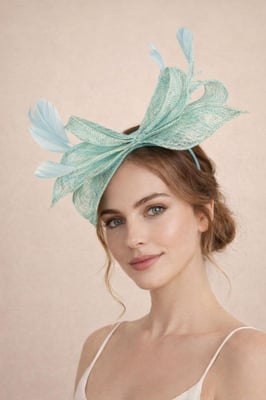 Bow Shaped Fascinator with Sinamay Curls & Feathers