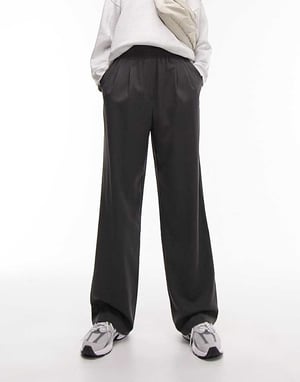 Topshop Tall pinstripe straight leg tailored jogger in grey