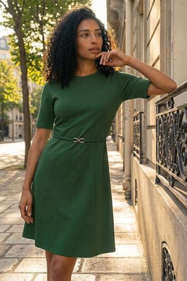 Belted Fit & Flare Dress