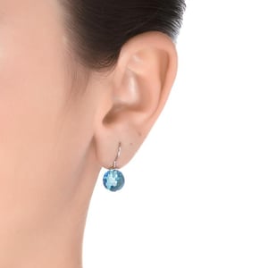 Luxenter Luxenter oorbellen, 925 sterling zilver, gele en aquamarijn blauwe hydrothermale kwarts, gerhodineerde afwerking