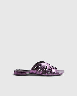 River Island Womens Sandals Purple Butterfly Flat Square