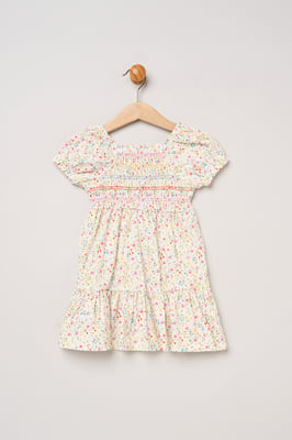 Ditsy Embroidered Smocked Dress with Headband