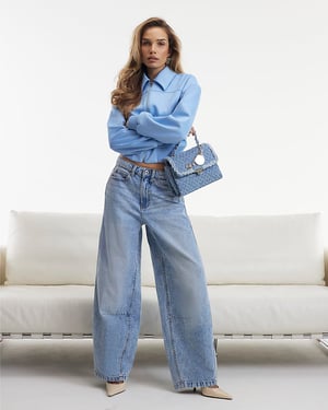 River Island Womens Balloon Leg Jeans Blue Light Wash