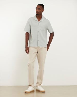 River Island Mens Shirt Grey Regular Fit Textured Short Sleeve