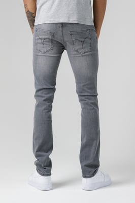 Light Grey Organic Cotton Blend Skinny Mid-Rise Denim Jeans