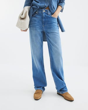 River Island Womens Straight Leg Jeans Blue High Rise Stretch
