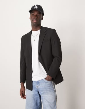 Selected oversized suit jacket in black