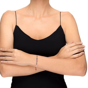 Luxenter jusit armband in 925 sterling zilver en veelkleurige zirkonia met 18 karaat roségoud vergulde afwerking