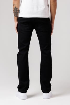 Black Cotton Straight Leg Stetch Denim Jeans
