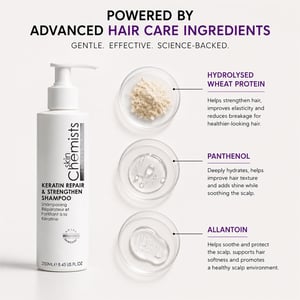 skinChemists Keratin Repair & Strengthen Shampoo 250ml for Cleansing, Scalp Health, Hair Volume