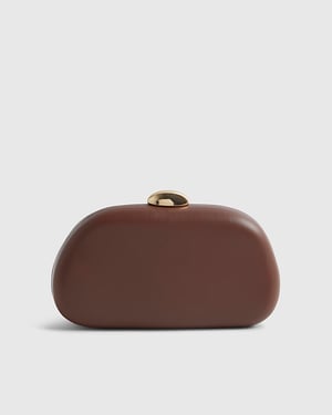 River Island Womens Clutch Bag Brown Mixed Gem Hard Shell Clasp