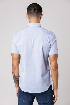 Navy Cotton Short Sleeve Oxford Shirt