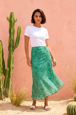 Marked Ruffle Midi Skirt