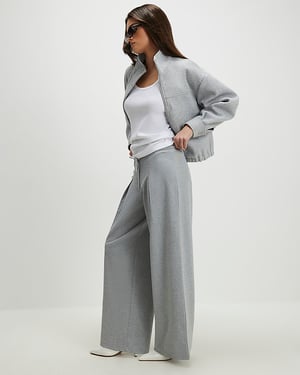 River Island Womens Wide Leg Trousers Grey Drawstring Waist