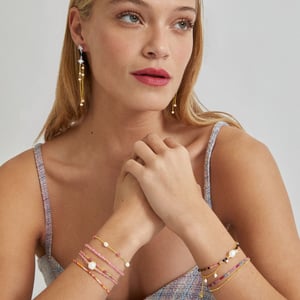 Luxenter athat armband i metallegering och rosa turmalin 18K guldpläterad finish