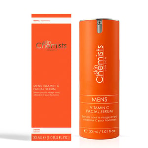 skinChemists Men's Anti-Ageing Vitamin C Facial Serum 30ml for Acne, Blemishes, Large Pores, Brightening
