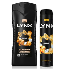 Lynx 12H Refreshing Gold Shower Gel 500 with 48H Fresh Body Spray 250ml