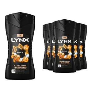Lynx Gold 12-H Refreshing Fragrance Shower Gel Body Wash for Men, 12x225ml