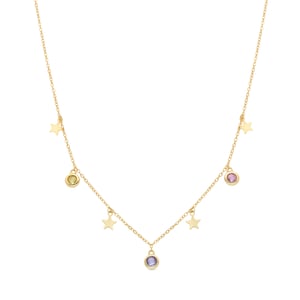 Luxenter Sunah-halsband, tillverkat av flerfärgade zirkonia, 18k guldfinish