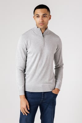 Light Grey 1/2 Zip Knitted Jumper