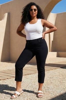 Curve Elastic Waist Cropped Denim Jeggings