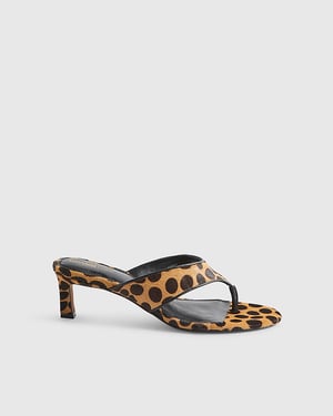 River Island Womens Mule Sandals Brown Leopard Print Toe Thong