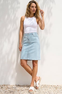 Cotton Denim Stretch Skirt