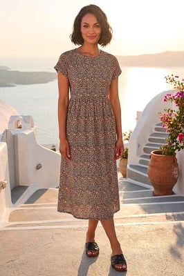 Leopard Print Midi Stretch Dress