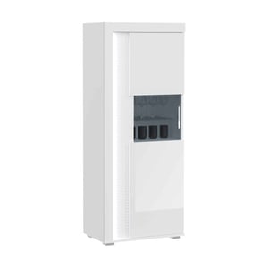 Furnilux Vitrinekast met lichtkoepel l/r wit hoogglans mdf tz pasol nb