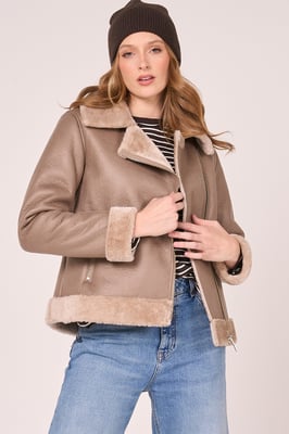 Faux Shearling Cropped Aviator