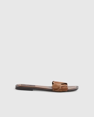 River Island Womens Sandals Brown Suede Twist Strap Open Toe