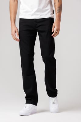 Black Cotton Straight Leg Stetch Denim Jeans