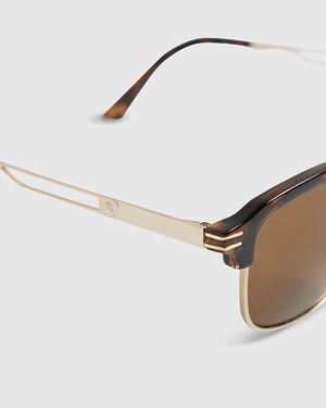 River Island Mens Square Sunglasses Brown Tortoise Clubmaster
